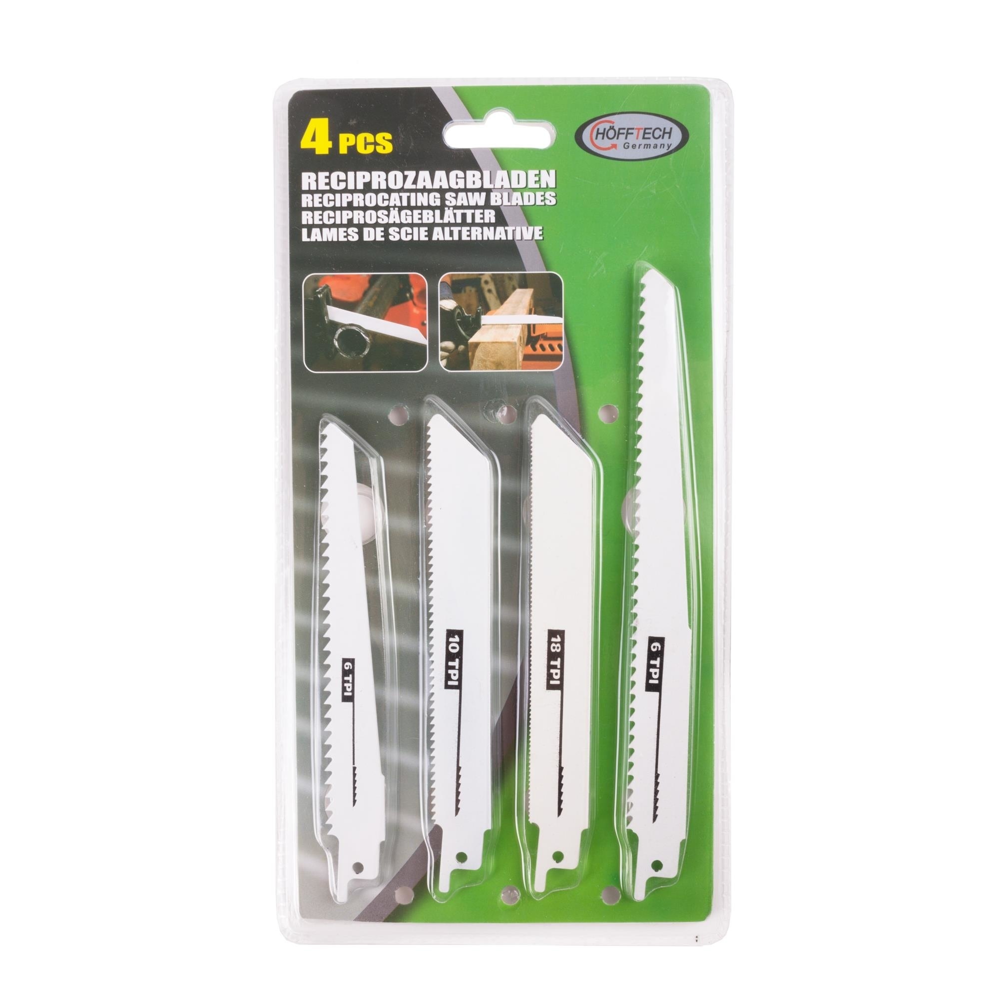 Hofftech Reciprozaagbladen 4 stuks - 3x 150 mm, en 1x 200 mm - 6, 10 en 18 TPI
