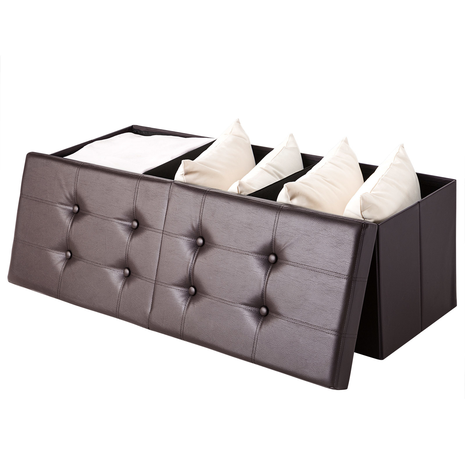 Casaria Opvouwbare zitkist met scharnierend deksel bruin - 115x38x38cm