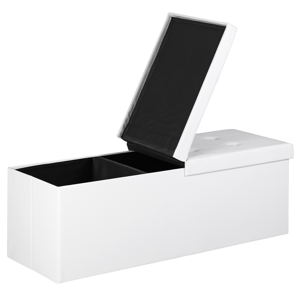 Casaria Opvouwbare zitkist met scharnierend deksel wit- 115x38x38cm