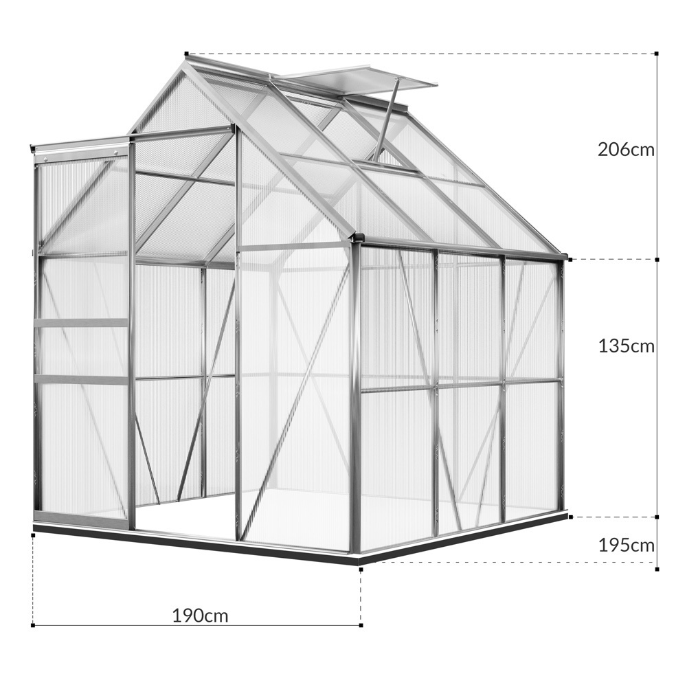 Gardebruk Aluminium Kas - MET Dakraam, Regengoot en Fundering - 5,85 m³
