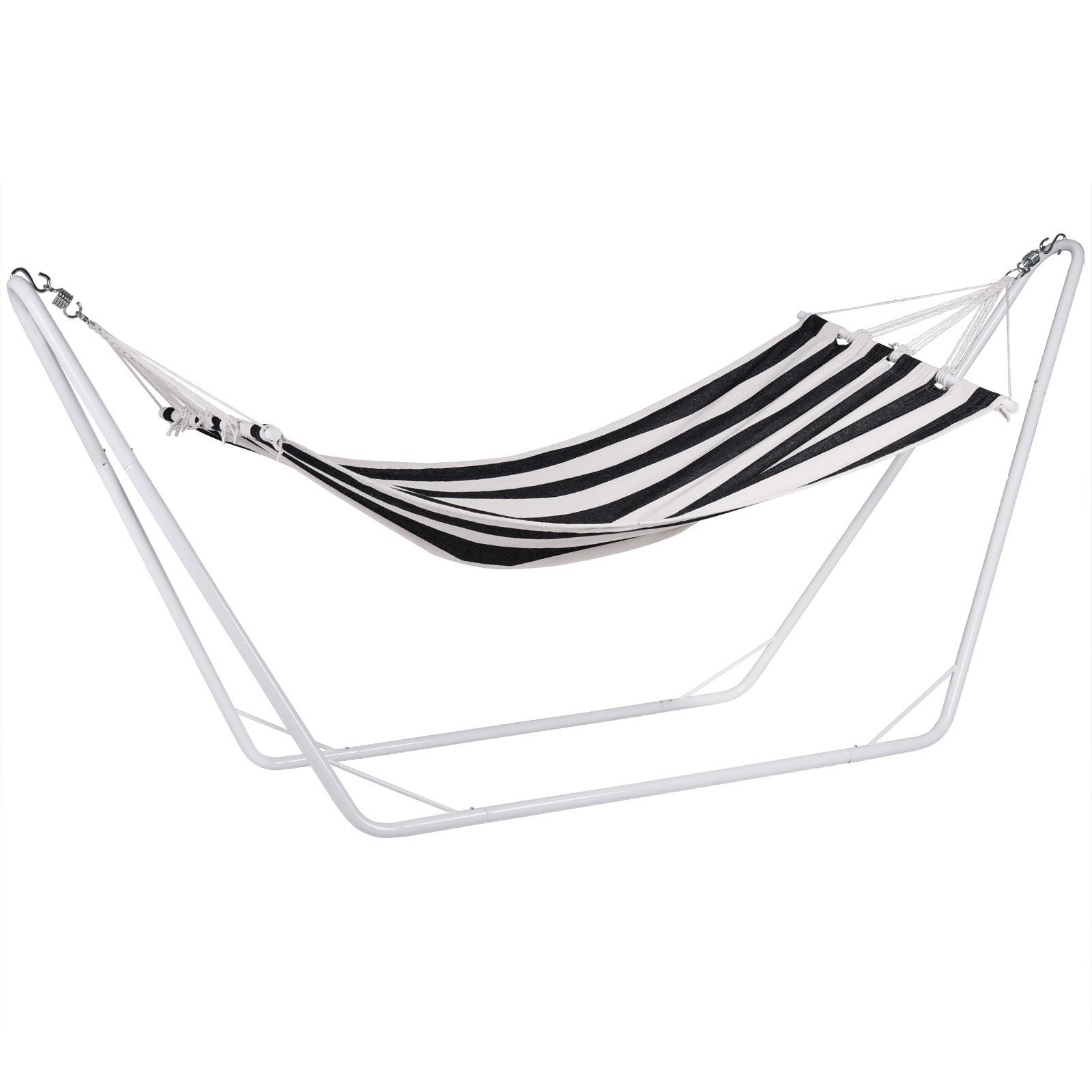 Casaria Hangmat met metalen frame 200 x 80cm - crème/zwart
