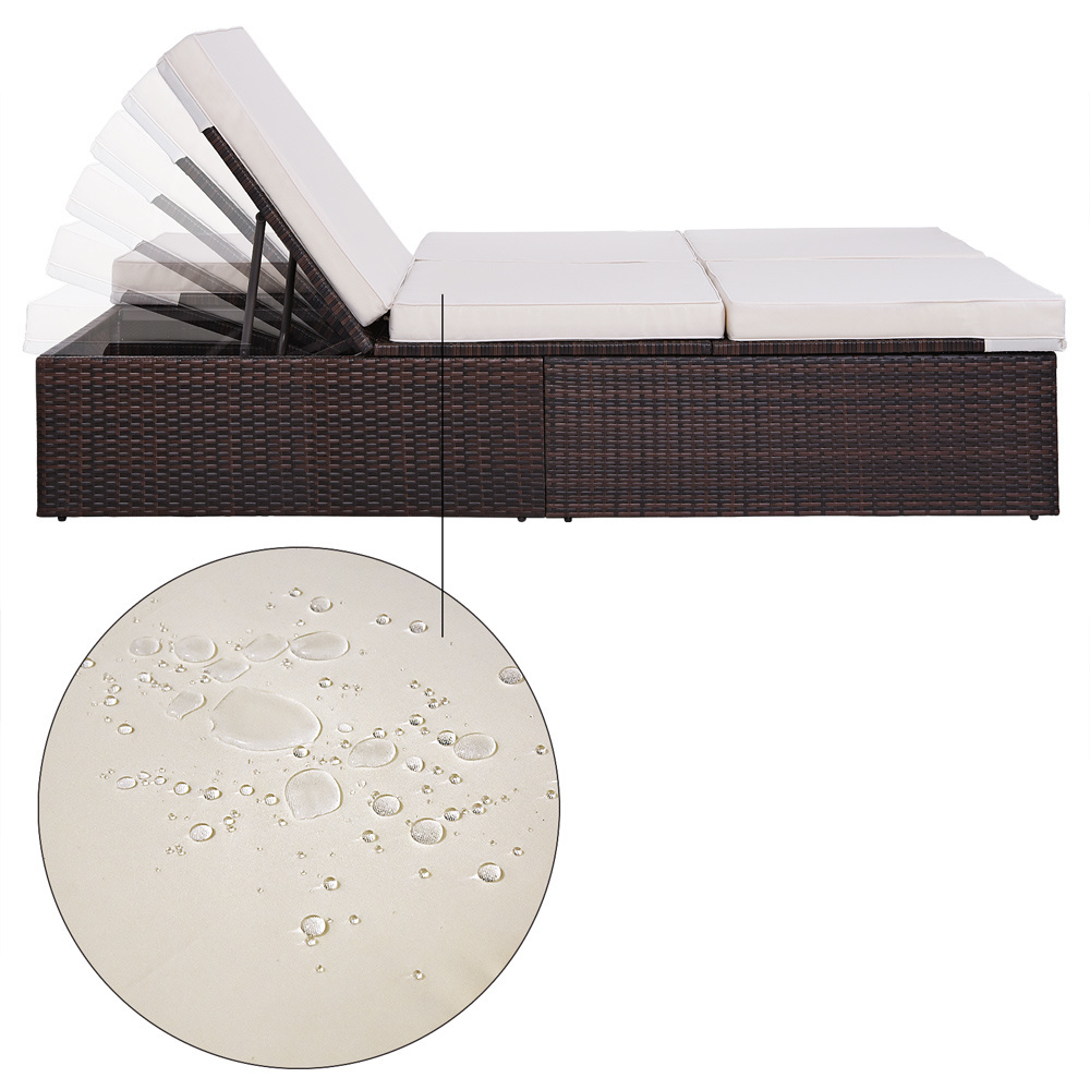 Casaria 2-persoons ligbed polyrotan bruin - crème 196 x 116 x 38cm