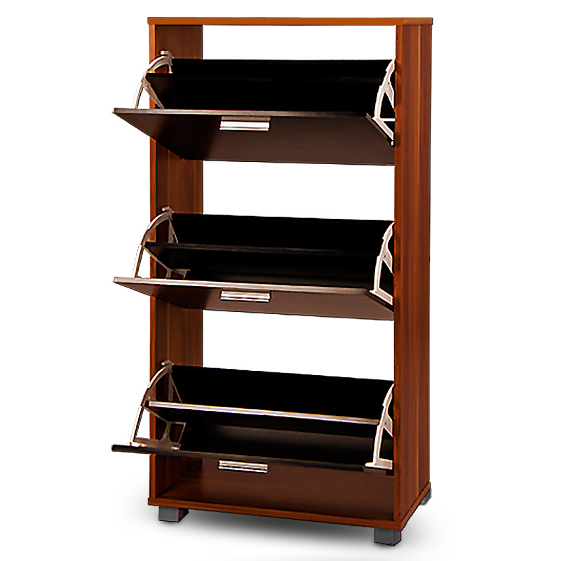 Casaria Schoenenkast met 3 lades wenge hout zwart 115 x 60 x 24cm
