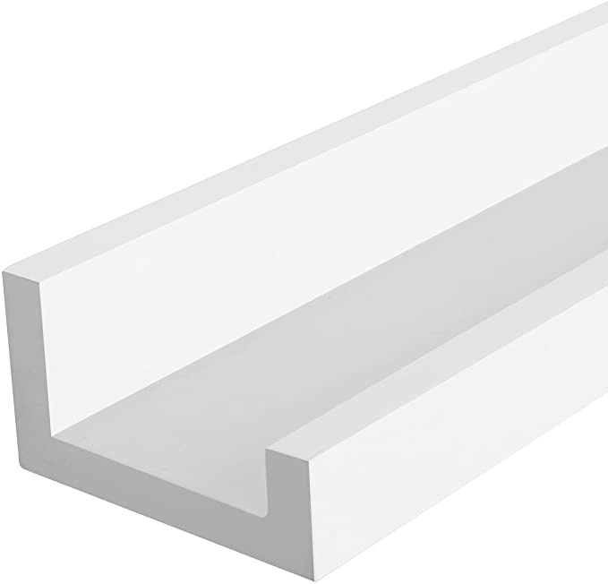 Hoout Wandplank met verhoogde rand - Ewit - u-vorm - 3 stuks - 38 x 10 x 5/2 cm