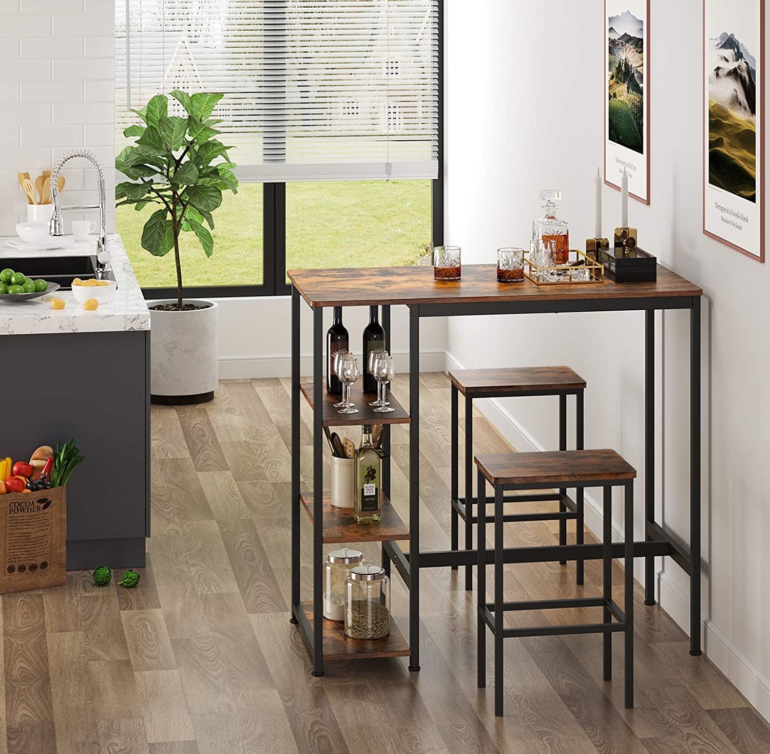 Hoout Bartafel met Kruk en Planken