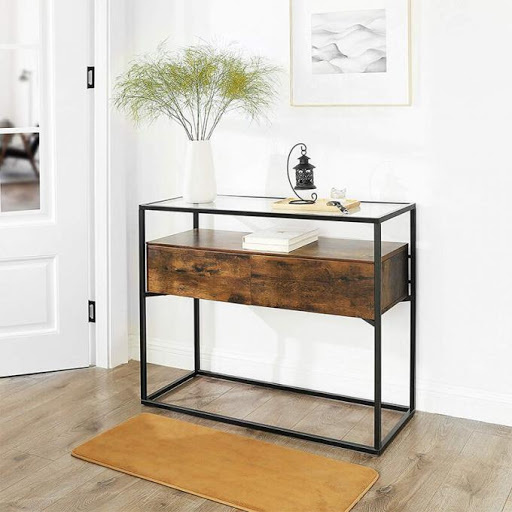 Hoout Console tafel/ Wandtafel/ haltafel - Industrieel - 100 x 40 x 80 cm