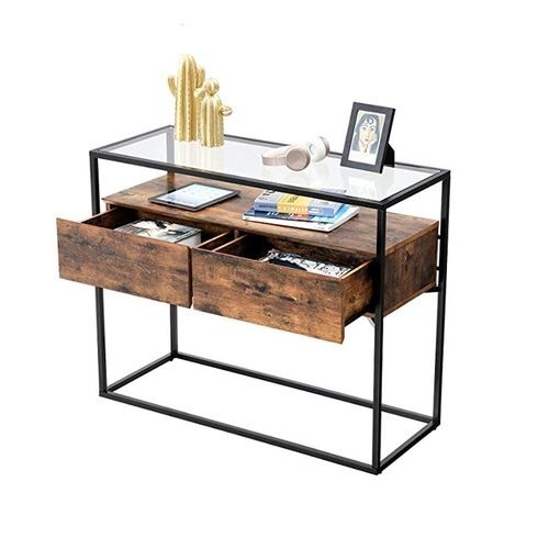 Hoout Console tafel/ Wandtafel/ haltafel - Industrieel - 100 x 40 x 80 cm