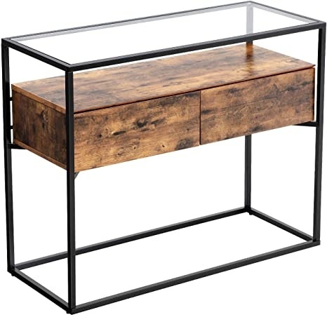 Hoout Console tafel/ Wandtafel/ haltafel - Industrieel - 100 x 40 x 80 cm