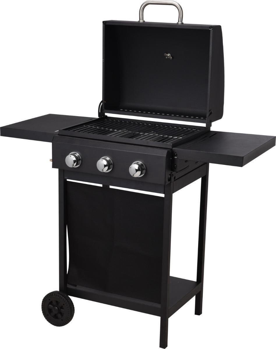 Vargan Gasbarbecue - 3 Branders - Grilloppervlak 38 x 24.5 cm - Zwart