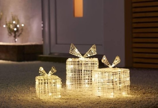 Nampook SET van 3 verlichte Geschenkdozen - 30 LED - 15 cm Hoog