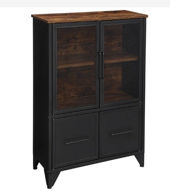 Hoout Dressoir/ Kast - met Metalen Deuren - 75 x 33 x 80 cm