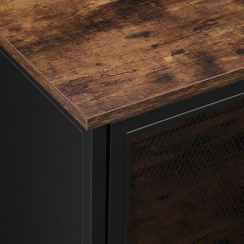 Hoout Dressoir/ Kast - met Metalen Deuren - 75 x 33 x 80 cm