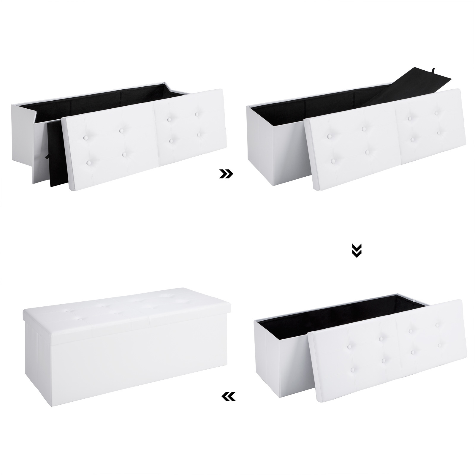 Casa Zitbank/ Opbergkist/ Voetenbank incl. Opbergruimte & Deksel - Wit - 80 x 40 x 40 cm