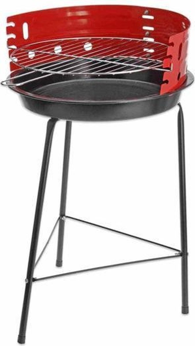 Vargan Houtskoolbarbecue Ø33 cm - Halfopen - Zwart/Rood
