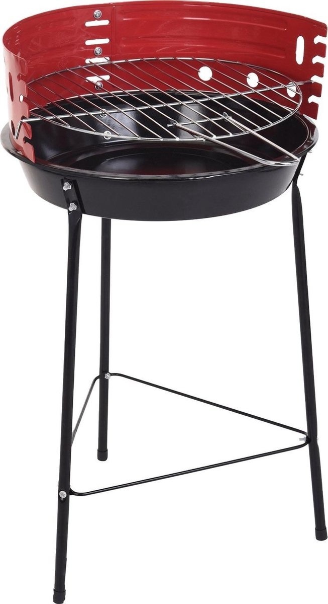 Vargan Houtskoolbarbecue Ø33 cm - Halfopen - Zwart/Rood