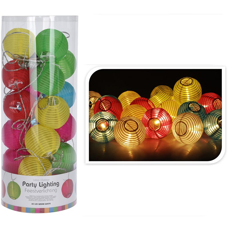 Pro Garden Feestverlichting - voor Binnen en Buiten - 20 LED Lampjes - Lampionnen - Multicolor