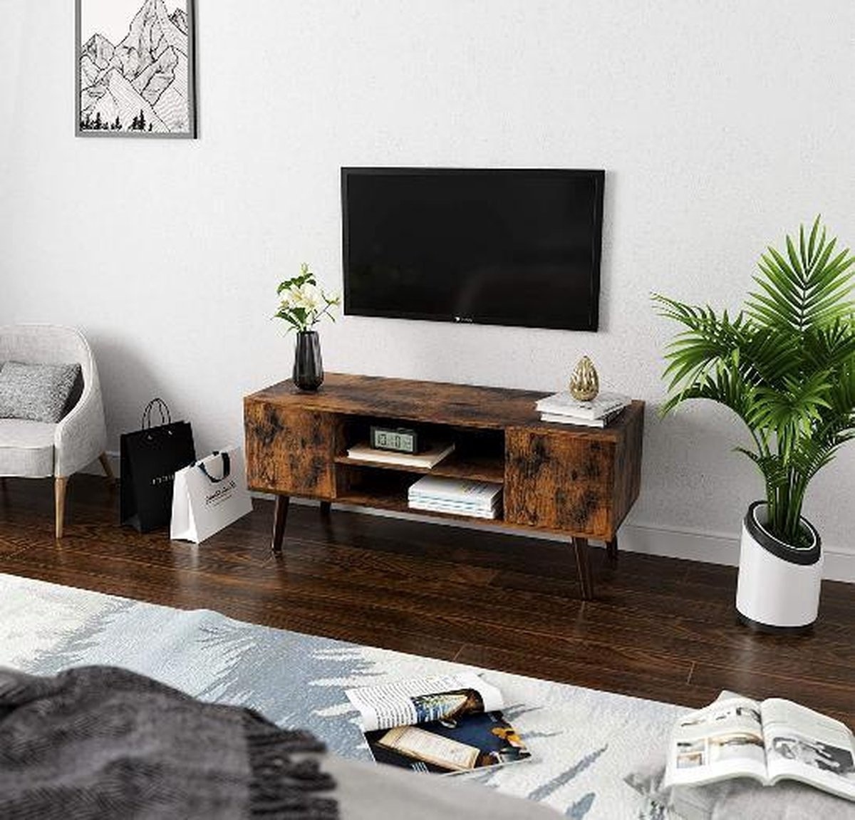 Hoout TV Kast, Tv meubel, hout, bruin