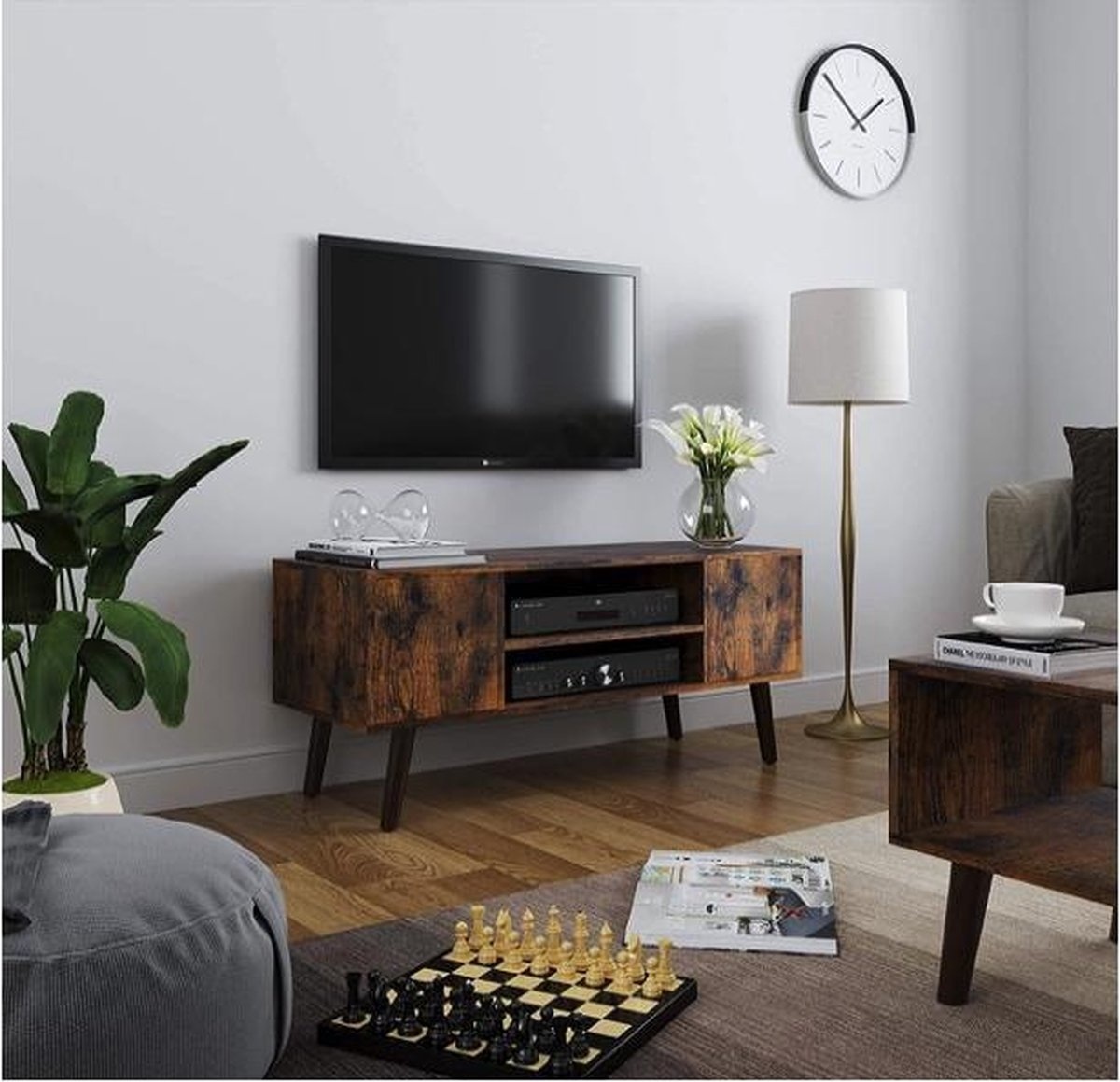 Hoout TV Kast, Tv meubel, hout, bruin