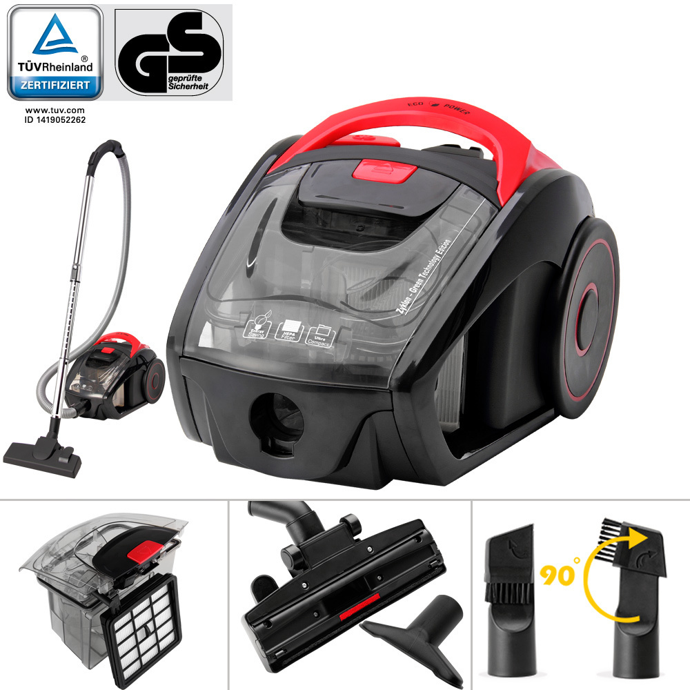 Monzana Stofzuiger 900W Rood - Eco power editie - 79 dB