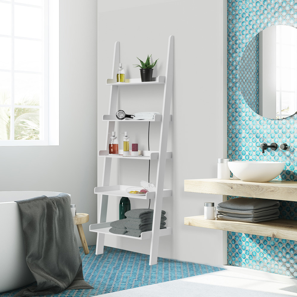 Casaria Wandrek wit met 5 planken 180 x 64 cm Modern