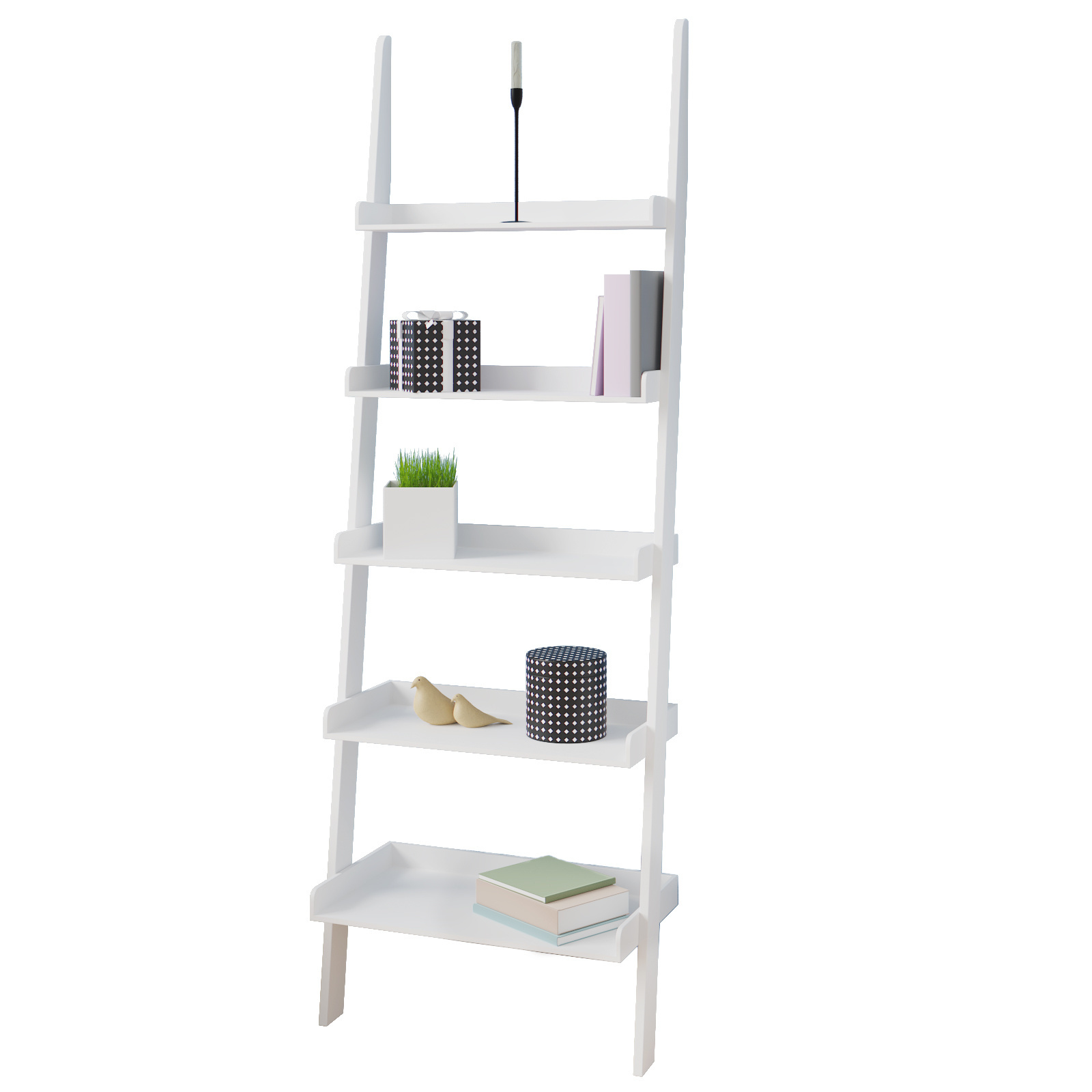Casaria Wandrek wit met 5 planken 180 x 64 cm Modern