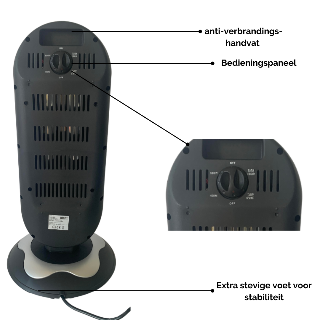 Plein Air Infraroodkachel Heater CAN-900 2 warmtestanden - 900W - tot 25m² - draaifuntie