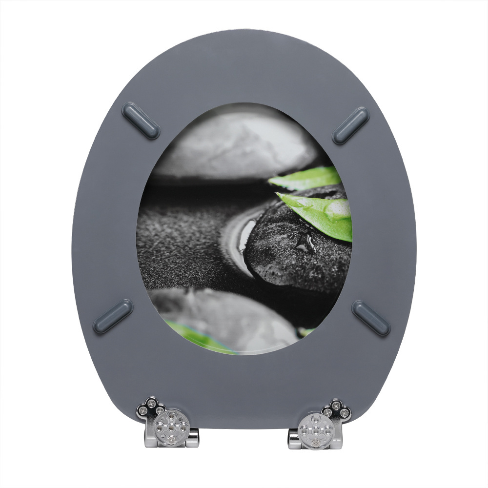 Casaria MDF-toiletbril met softclosing mechanisme steen&bladeren