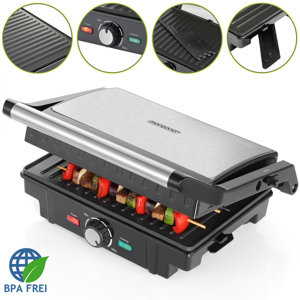 Monzana Contactgrill roestvrij staal