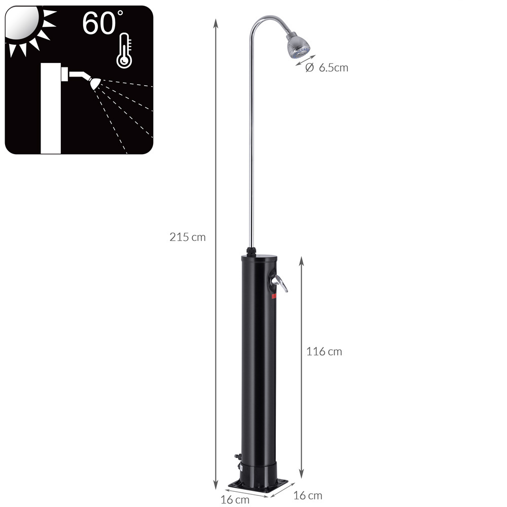 Monzana Zonnedouche zwart 18L