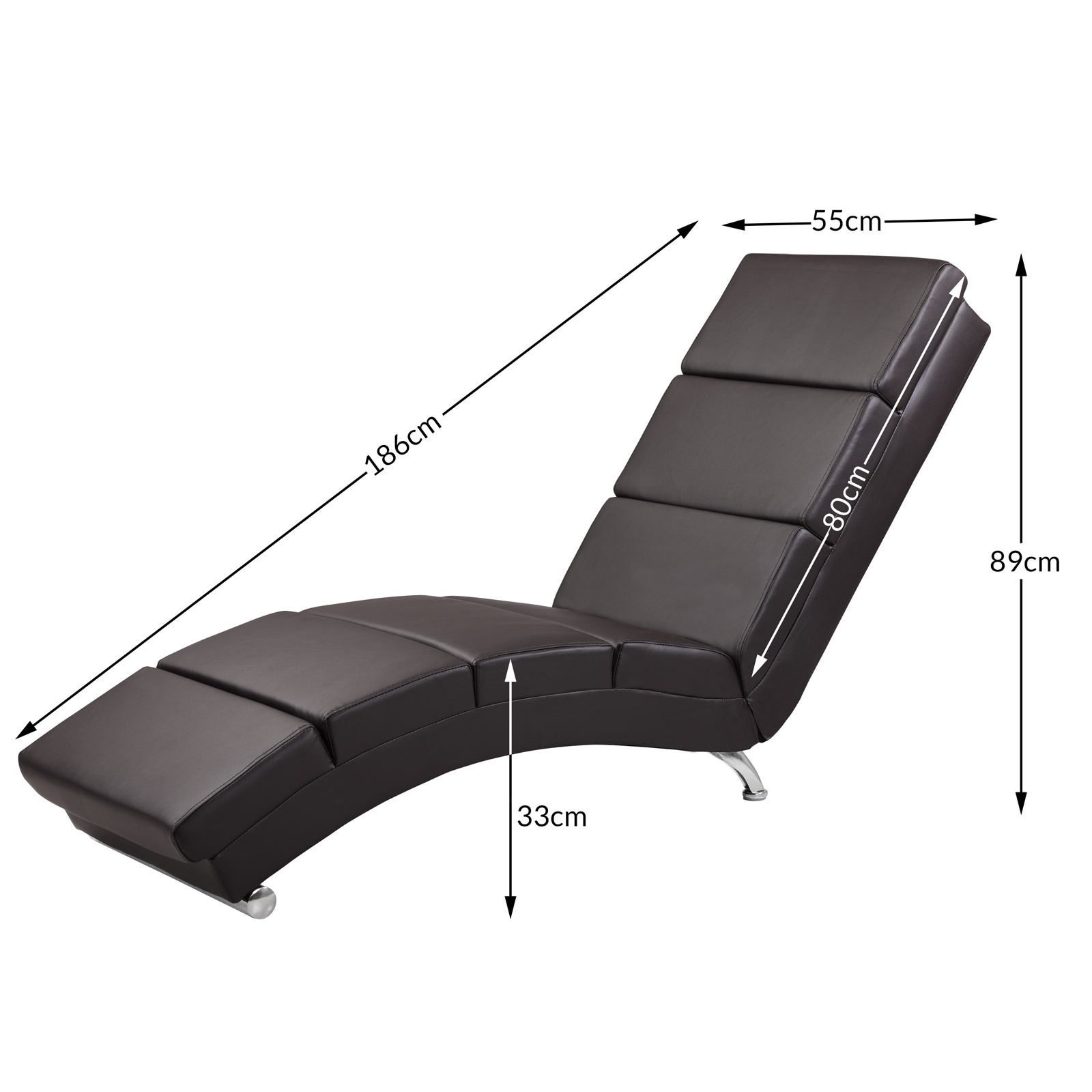 Casaria Relax Lounger London Donkerbruin kunstleder