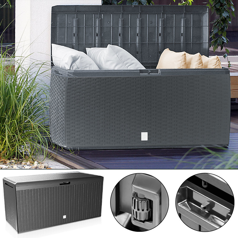 Deuba Opbergbox Rato Plus antraciet 114x47x60cm met wielen