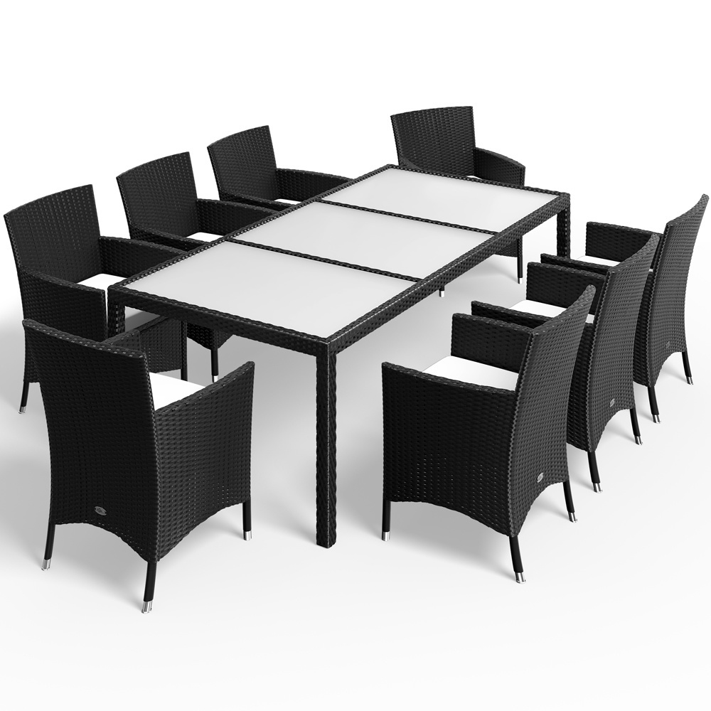 Casaria Polyrattan Zitmeubelen 17 stuks zwart stapelbaar