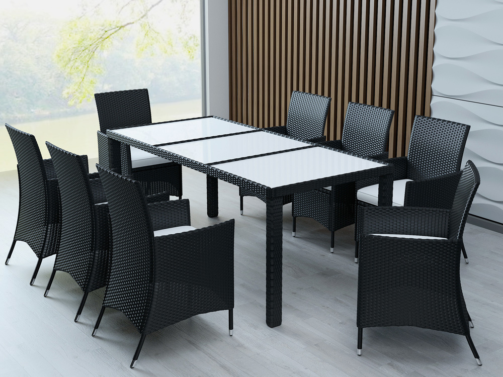 Casaria Polyrattan Zitmeubelen 17 stuks zwart stapelbaar