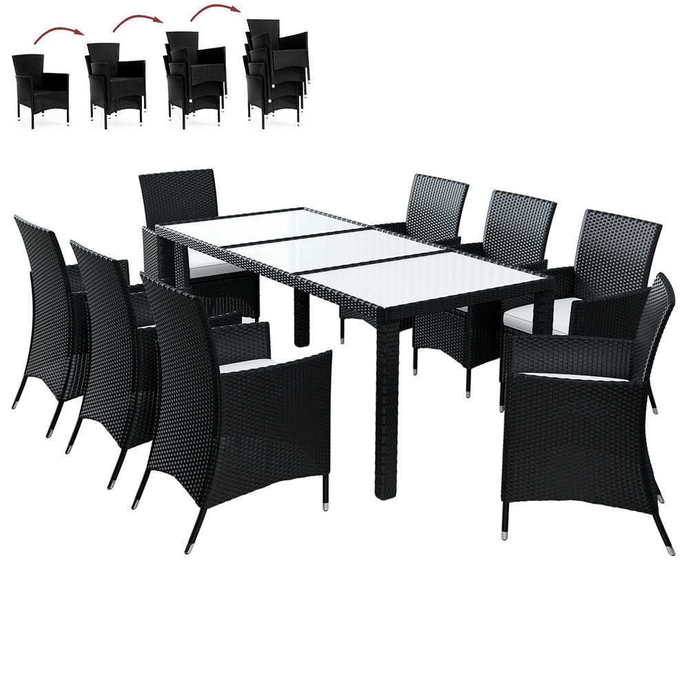 Casaria Polyrattan Zitmeubelen 17 stuks zwart stapelbaar