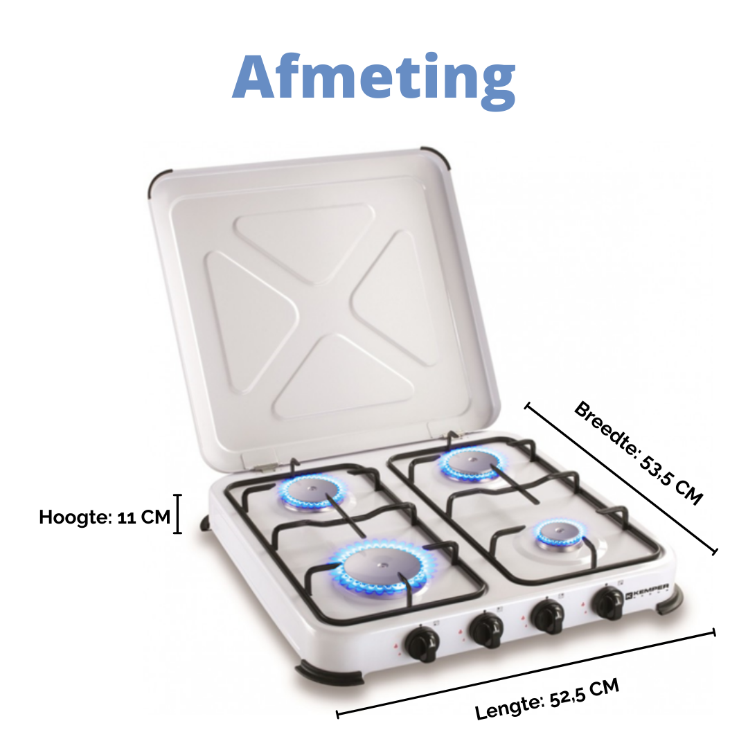 Kemper Camping Kooktoestel Set - MET 4 Branders - Gas - 4,65 KW