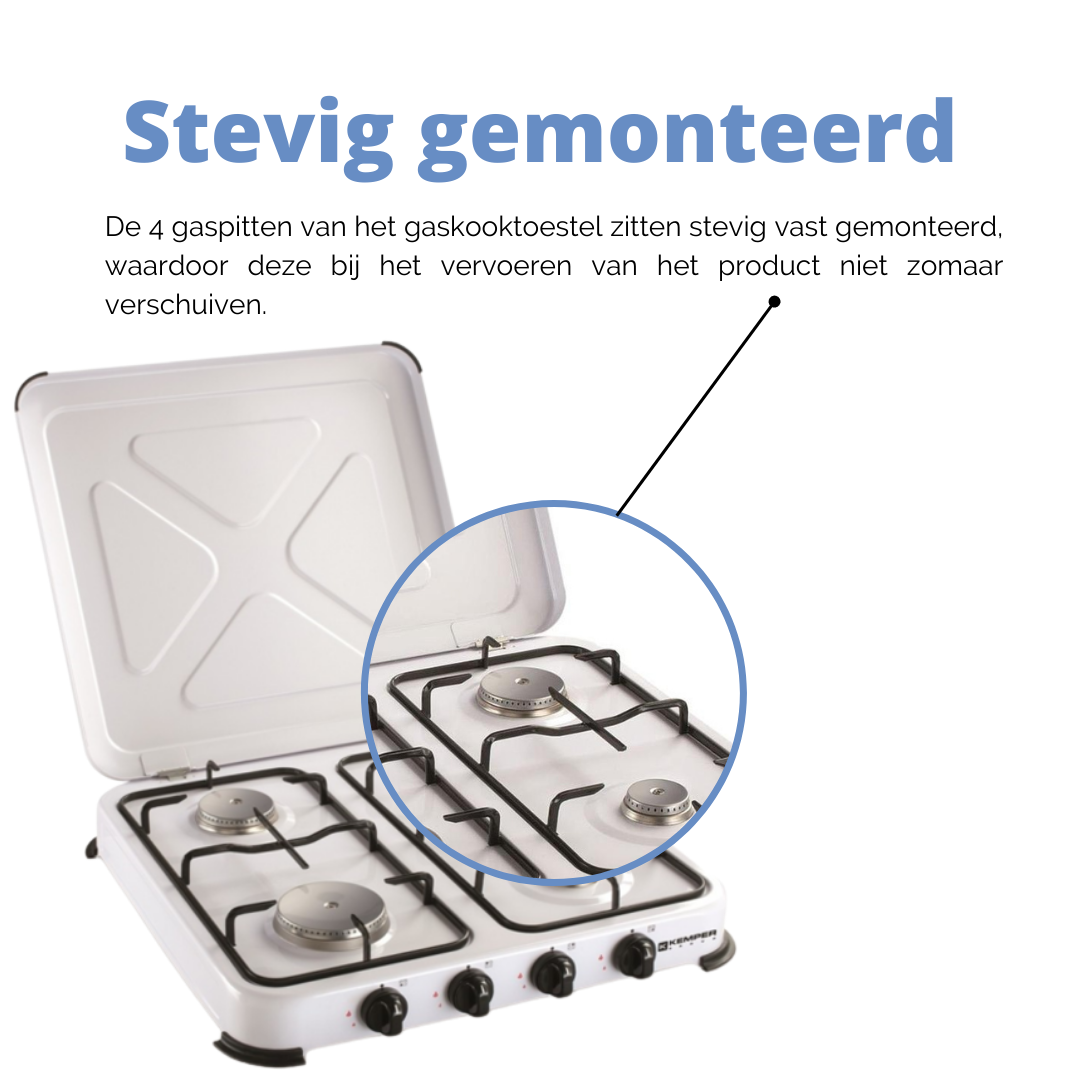 Kemper Camping Kooktoestel Set - MET 4 Branders - Gas - 4,65 KW