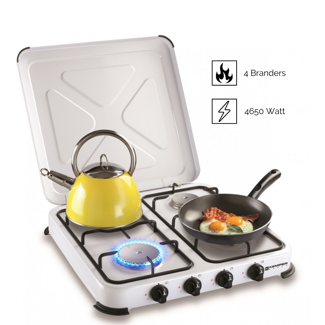 Kemper Camping Kooktoestel Set - MET 4 Branders - Gas - 4,65 KW