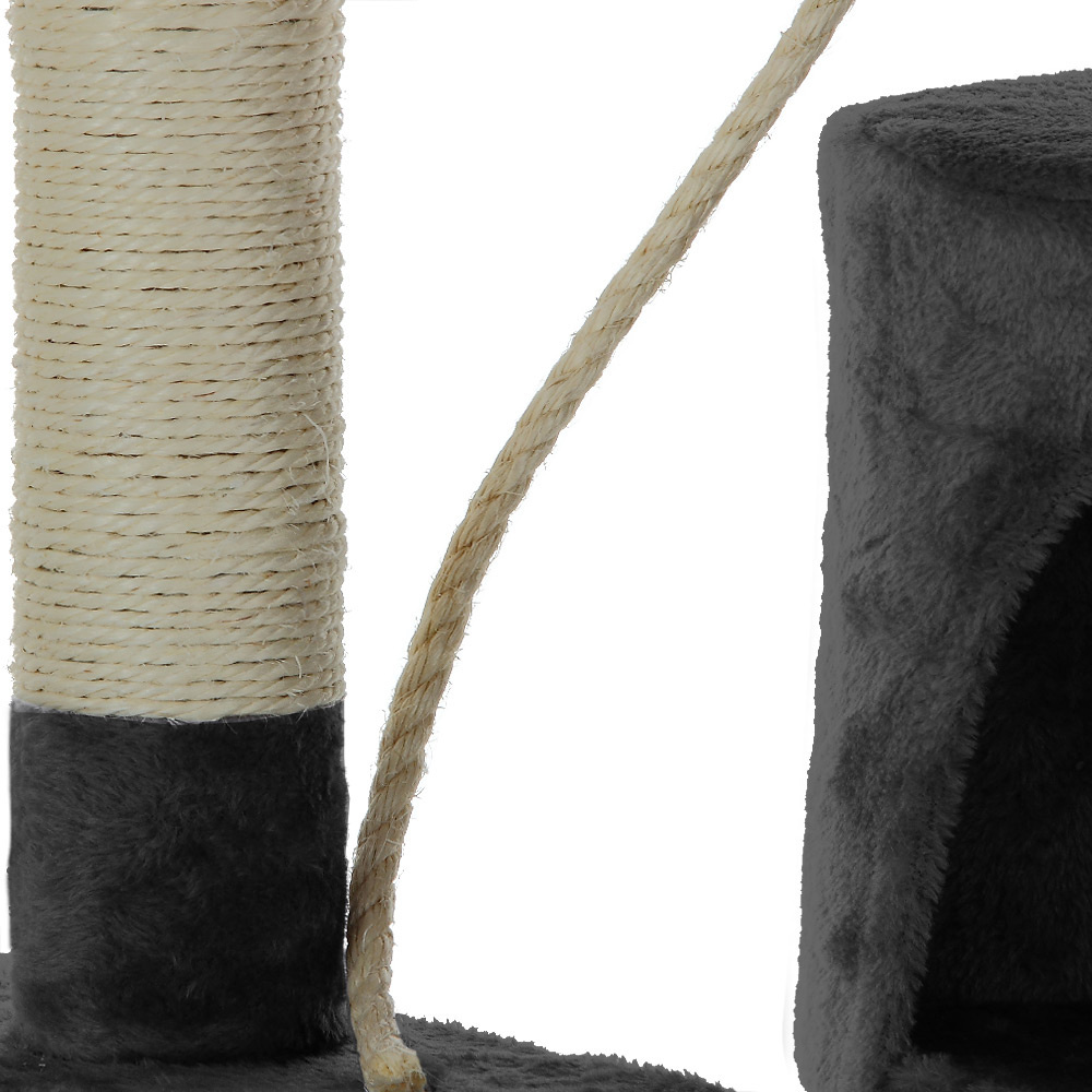 Cadoca Kattenboom donkergrijs met 3 kijkplekken, 1 grot, 2 speelballen en één touw