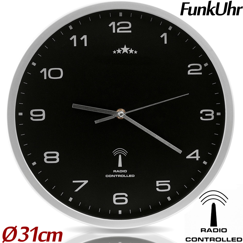 Monzana Wandklok radio Ø 31cm - zwart/zilver