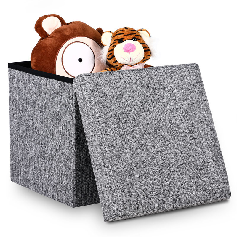 Casaria Klapbare kruk met opbergruimte grijs 38x38x38 cm