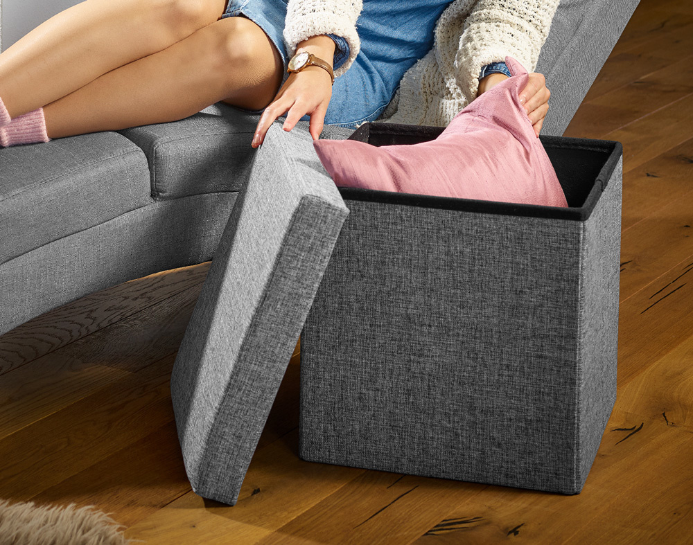 Casaria Klapbare kruk met opbergruimte grijs 38x38x38 cm