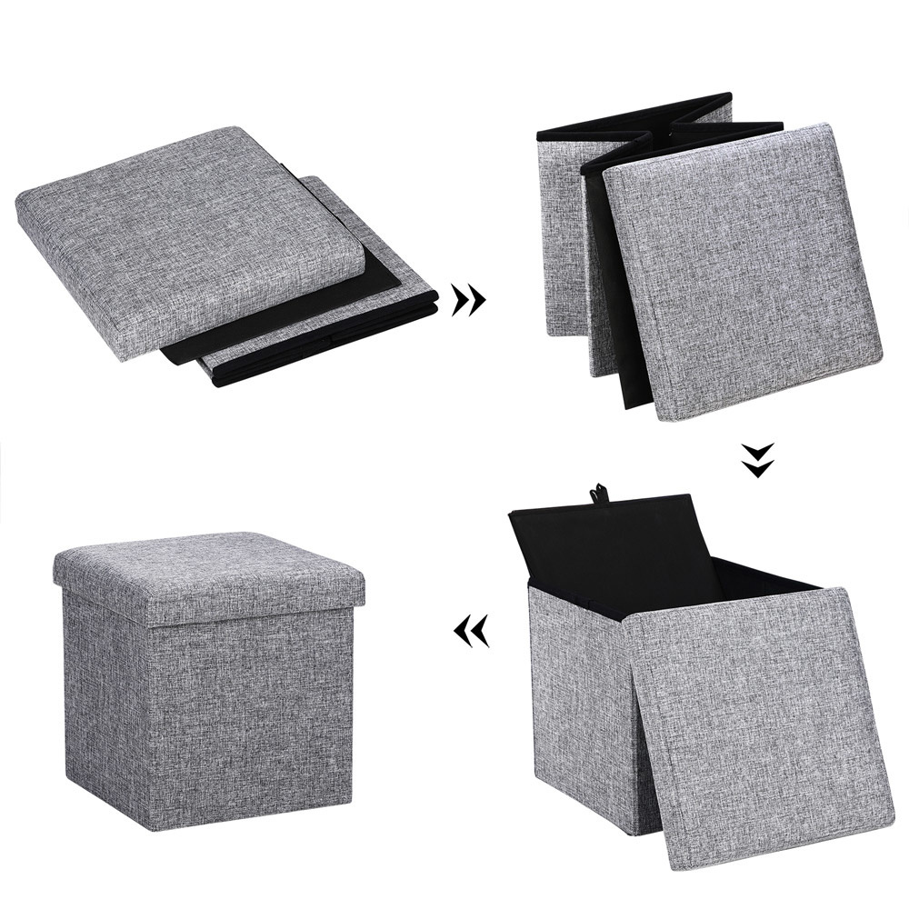 Casaria Klapbare kruk met opbergruimte grijs 38x38x38 cm