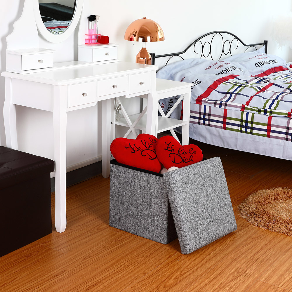 Casaria Klapbare kruk met opbergruimte grijs 38x38x38 cm
