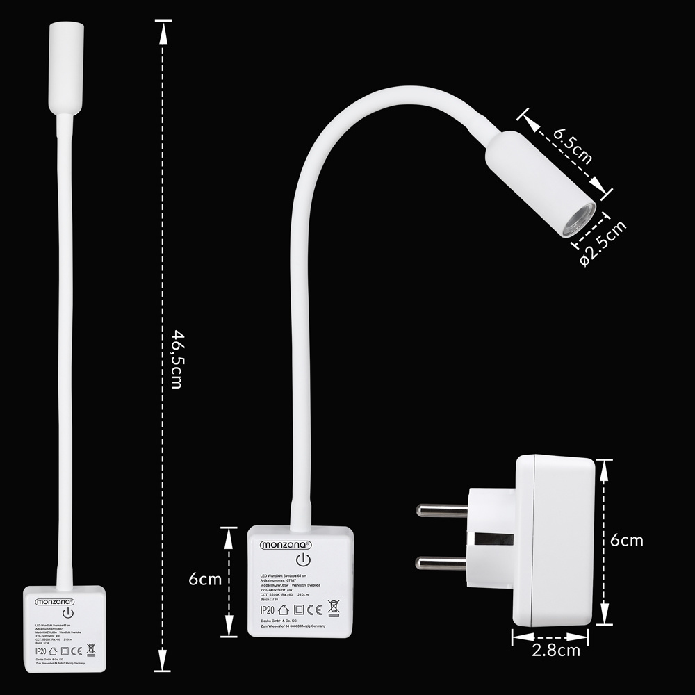 Monzana LED-wandlamp Svetloba Wit