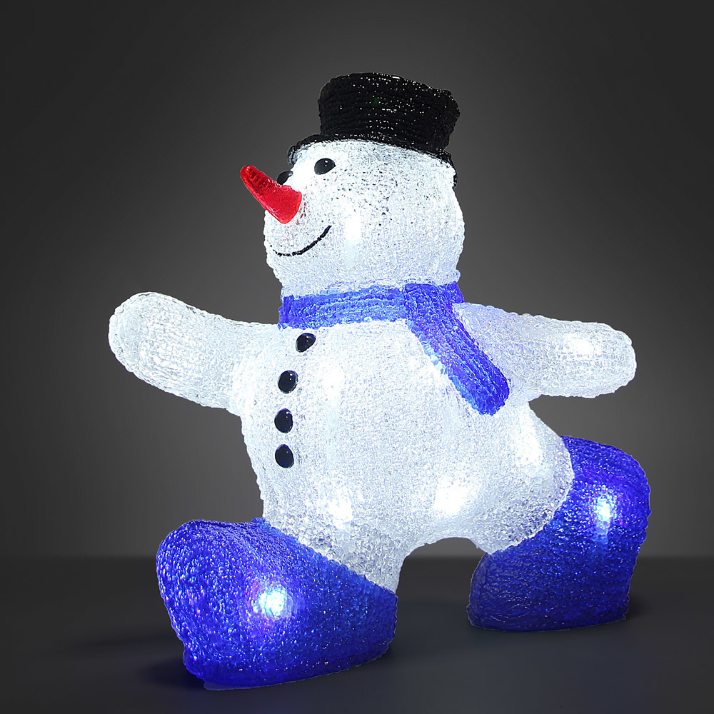 Monzana LED Acryl Kerstmis Sneeuwpop voor binnen en buiten - 27 x 14 x 27,5 cm