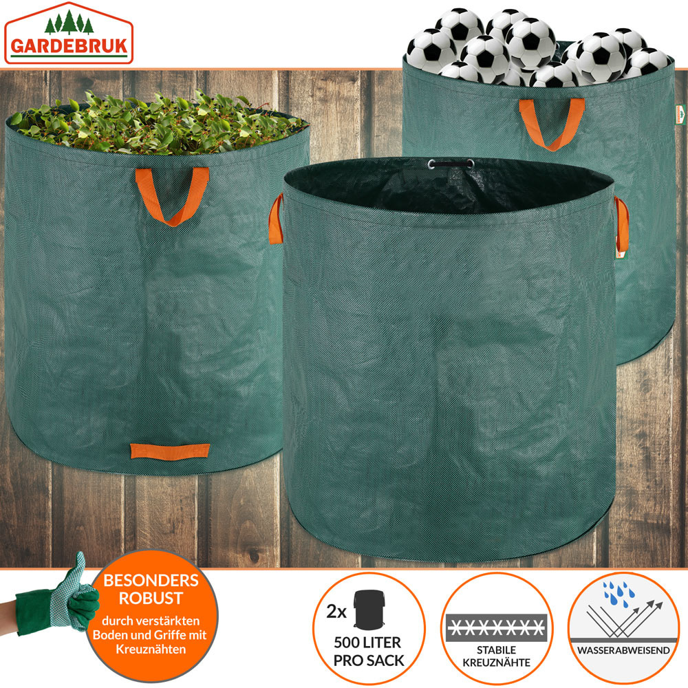 Gardebruk Tuintas, set van 2 groene tassen - 500 liter