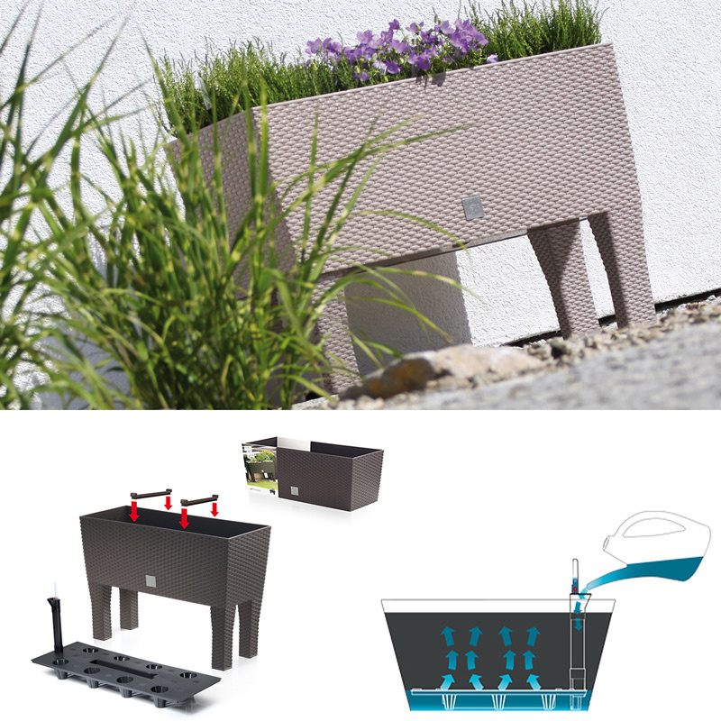 Prosperplast Plantenbak polyrattan look antraciet 60x25x46cm