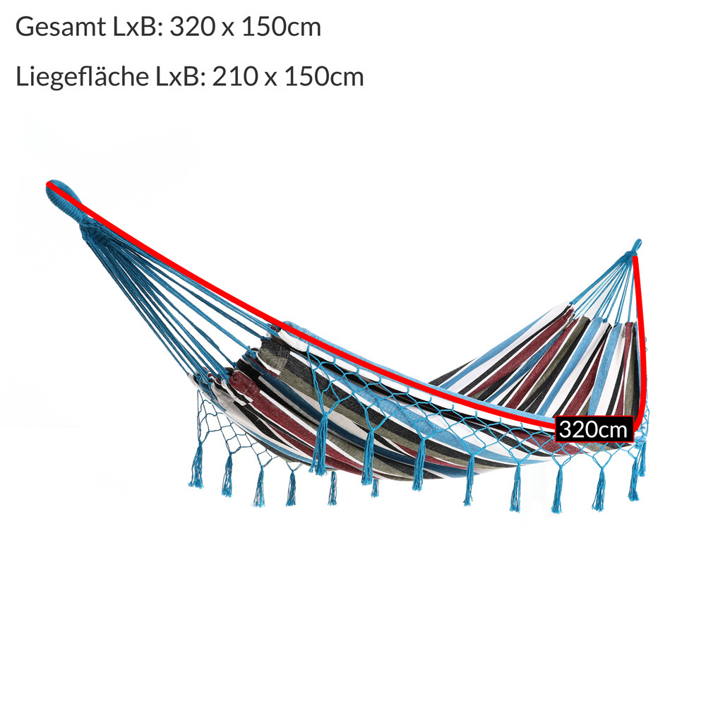 Detex Hangmat blauw 210x150cm met franjes