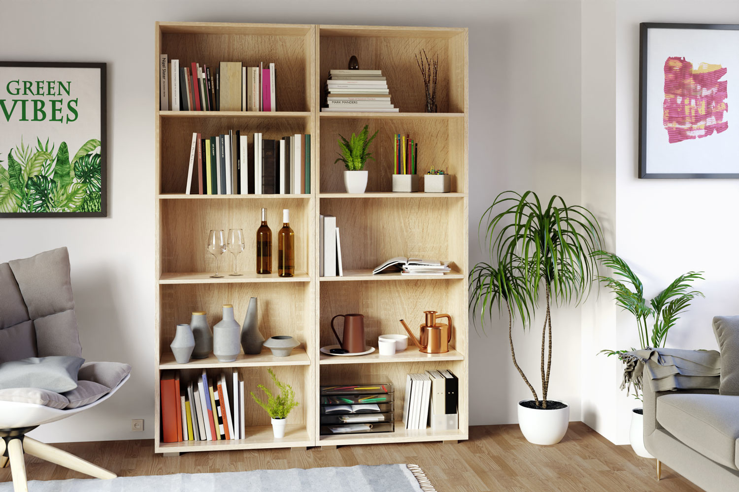 Casaria Boekenkast Vela met 5 vakken eiken 190cm