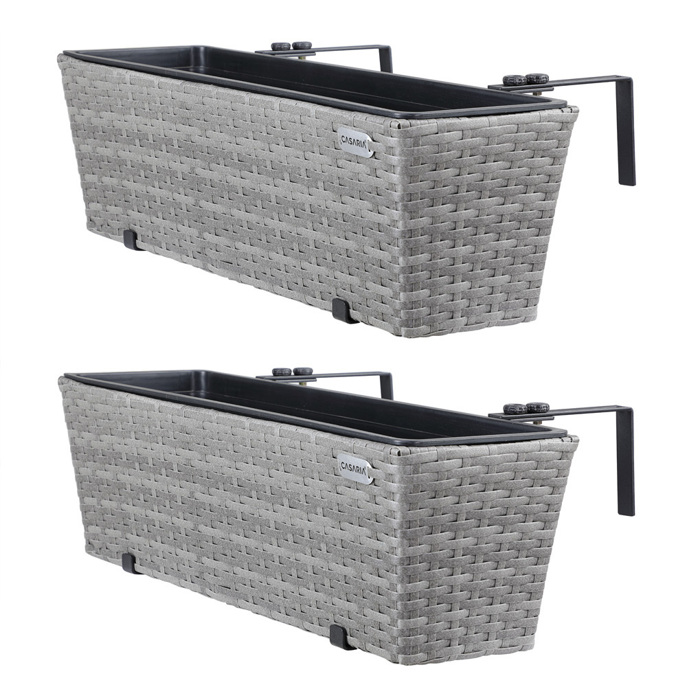 Casaria Polyrattan Plantenbak - Set van 2 - Grijs